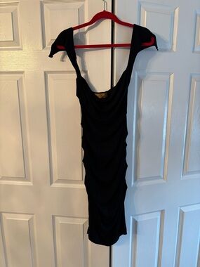 Nicole Miller Black Sleeveless Ruched Mini Dress